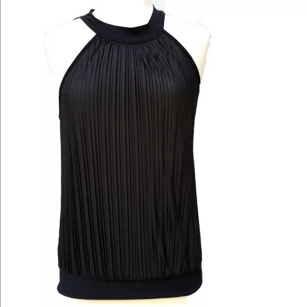 Color Swatch Womens size small black sparkly Pleated Mock Neck Top